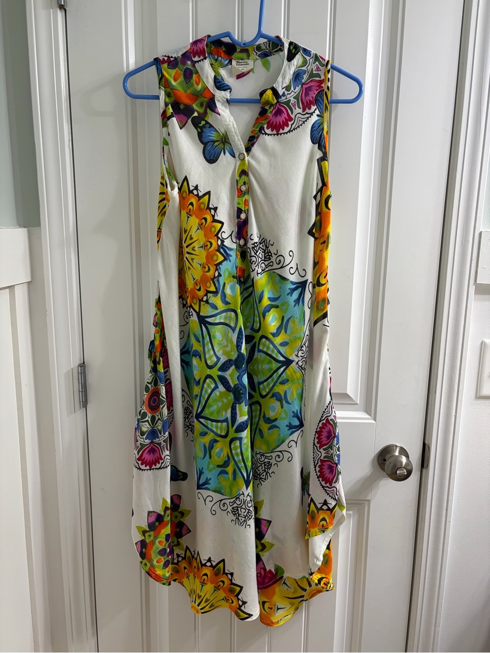 Seven Islands Sleeveless Asymmetrical Floral Midi Dress Sz XL Swim Cover/Resort